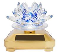 Feng Shui Cristal Fleur de Lotus Décoration Énergie solaire, bleu