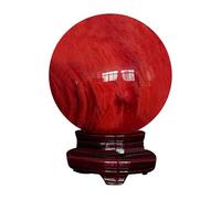 Feng Shui Crystal Ball Red Decor Home Office Living Room Study Bedroom Desktop Decoration Figurine Luck Power Stone Round Glass,180mm
