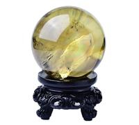 Feng Shui Crystal Citrine Ball Sphere Display Ornaments Decorative Stone for Divination Home Decor,60mm