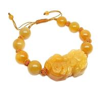 Feng Shui de Richesse en Jade Jaune Piyao Charm réglable en Cristal Chakra Pierre précieuse Attirer l'argent Prospérité Bonne Chance Unisexe