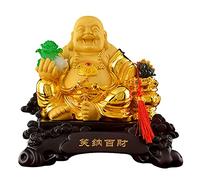Feng Shui Decor Figurine Maitreya Riant Bouddha Heureux pour Dieu Chance Argent Grenouille Statue Grande Taille Sculpture en Résine Ornement Décoratif pour la Maison et Le Bureau