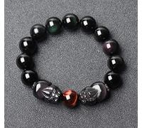 Feng Shui Double Piyao Richesse Prospérité Arc-en-Ciel Obsidienne Talisman Pierre Extensible Attirer l'argent Fortune Chance, Oeil de Tigre Rouge