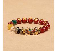 Feng Shui en Agate d'obsidienne à Cinq éléments, Changement de Couleur, en Cristal de guérison Charka sculpté à la Main, Dieux de la Richesse, Attire la Chance, Garde Les Esprits, Rouge, 10 mm