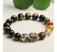 Feng Shui en Agate d'obsidienne à Cinq éléments, Changement de Couleur, en Cristal de guérison Charka sculpté à la Main, Dieux de la Richesse, Attire la Chance, protè Les Esprits, Noir, 12 mm