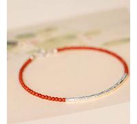 Feng Shui en Agate Rouge du Sud en Argent à Breloques en Bambou Chakra en Cristal Reiki réglable Bonne Chance pour Femme