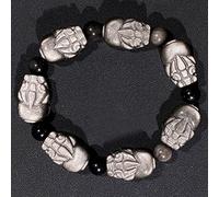 Feng Shui en Argent Naturel Obsidienne Dragon de Bon Augure 8 mm Perles d'espacement en Cristal Talisman Cristal Chakra Pierres Unisexe, 7 Perles