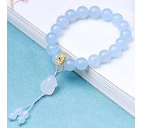 Feng Shui en calcédoine Bleue, Pendentif Animal du Zodiaque, Lapin, 10 mm, Pierres précieuses Naturelles pour Femme, Chakra en Cristal Reiki, Talisman, Attire la Bonne Chance