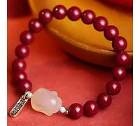 Feng Shui en Cristal de cinabre à Breloques en Forme de Lapin du Zodiaque en Argent Bonne Chance Amulette Reiki Cristal Chakra Pierres Talisman Femme Fille Rouge