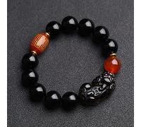 Feng Shui en Obsidienne Noire/Richesse, Bijoux en Agate Authentique, amulette en Cristal de Chakra de guérison, Porte-Bonheur, Esprits de Richesse, Cadeaux pour Femmes Hommes, C, 10 mm