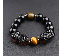 Feng Shui en Obsidienne Noire/Richesse, Bijoux en Agate Authentique, amulette en Cristal de Chakra de guérison, Porte-Bonheur, Esprits de Richesse, Cadeaux pour Femmes Hommes, A, 10 mm