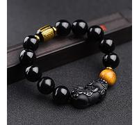 Feng Shui en Obsidienne Noire/Richesse, Bijoux en Agate Authentique, amulette en Cristal de Chakra de guérison, Porte-Bonheur, Esprits de Richesse, Cadeaux pour Femmes Hommes, D, 14 mm