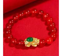 Feng Shui en Or, en Agate Naturelle, amulette de Jade Vert, Dragon de Bon augure, Chakra en Cristal Reiki, Talisman de prospérité pour Femmes Hommes, Rouge