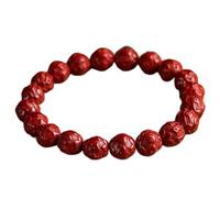 Feng Shui en Pierre de Cristal de cinabre de Perles de Mantra à Six caractères 10 mm de Bonne Chance pour Femmes Hommes Amulette de Richesse à Quartz en Cristal Reiki