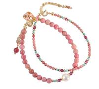 Feng Shui, en Rhodonite, en Cristal de Richesse, Masque de Renard, breloque en émail, à Quartz Chakra, chaîne en Forme de cœur, prospérité, Chance, Argent, Amour, Vacances, Cadeau pour Maman,