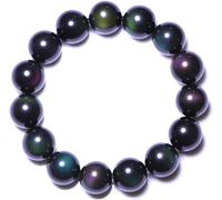 Feng Shui, Feng Shui Black Obsidian, Black Couple Natural Rainbow Eye Black Obsidian Bead Crystal Spirits for Women Men, 14 mm