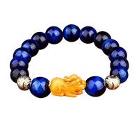 Feng Shui, Feng Shui Gold Wealth Prosperité Très Rare Collectible Blue Tiger Eye Stone Gold Pi Yao Bangle Chakra Crystal Amulet Money