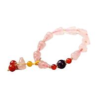 Feng Shui, Feng Shui WU Lou Hu Lu Calabash Crystal Amulet Rose Quartz Multi-Gemstone Chakra Stretch Bangle for Women Love Longevité Prospérité Money