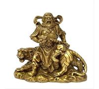 Feng Shui Fortune figure en laiton statue sculpture décoration de la maison représente la bonne chance de carrière et de la richesse Tsai Shen Yeh assis sur une statue de tigre sculpture figure,D'or