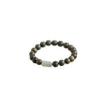 Feng Shui Green Sandalwood Wealth Bracelet Authentic Genant Guérison Chakra Meditation Crystal Reiki Amulet Lucky Wealth Ward Off Evil Spirits Reiki Bracelets for Men Women, B Large