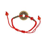 Feng Shui I Ching Pièce Ancienne Kabbale Chaîne Rouge Attirer la Chance Bracelets de richesseOpération Facile