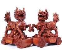 Feng Shui Laiton Chi Lin/Kylin de Chinois Une Paire Richesse Prospérité Statue Feng Shui Décor Décoration de La Maison Cadeau Attirer la Richesse la Bonne Chance 0824