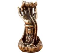Feng Shui Lotus sur Bouddha Main Figurine Brûleur d'encens à Reflux Cascade Porte-encens à Reflux pour la Maison, Le Bureau, Le Yoga, l'aromathérapie
