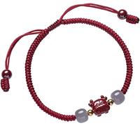 Feng Shui Natural Jade Cinabar Tiger pour l'année de 2025 Bonne Chance de Corde Rouge Prosperity Charm Red pour Femmes Hommes