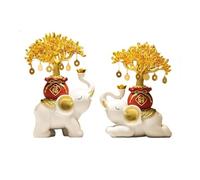 Feng Shui Nouvelle Paire d'ornements d'éléphant en Cristal de Style Chinois for Attirer la Richesse | Décoration d'arbre | Figurines Porte-Bonheur Feng Shui Décor