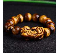 Feng Shui Oeil de Tigre Naturel S Guérison Cristal Richesse Chance Bracelets de Perles à Breloques énergétiques Apporter la Prospérité, Cinabre de 12 mm (Taille : 14 mm)