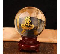 Feng Shui Ornaments Buddha Crystal Ball Statue Crafts Sutra of The Great Compassion Mantra Decoration, for Your Living Room Office Buddhist Supplies (10cm)