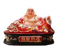 Feng Shui Ornements Feng Shui Bouddha Rieur Tenant des Perles de prière - Décoration de Bouddha à Gros Ventre - Statue de Bouddha en résine Porte-Bonheur - Parfait pour Votre Maison ou Votre Bureau -