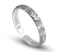 Feng Shui Pixiu Bracelet for Men 999 Sterling Silver Bracelet Vintage Minimalist Open Design Perfect Father's Day Christmas Birthday Gift