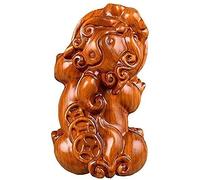 Feng Shui/Piyao Chinese Statues Home Decoration Crafts Rosewood Decor Prosperity Figurine Attire la Richesse la Bonne Chance Home and Office 424 (Couleur: Orange/One)
