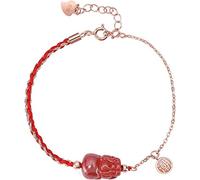 Feng Shui/Piyao de Richesse Cinabre Naturel Jade Rouge Violet Sable Perles de cinabre Chinoiserie réglable Minerai Brut Attirer la Chance Apporter la prospérité