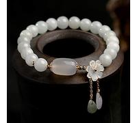 Feng Shui Realth Jade Bracelets Pour Femmes Véritables Le Meilleur 14K Or Naturel Émeraude Agate De Transfert Tube Coquille Fleur Goutte Eau Bracelet Bracelet Extensible Amulette Attirer L'argent