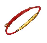 Feng Shui Richesse Bracelet de protection en argent sterling 999 plaqué or à six caractères Bracelet tissé Mantra Couple Bracelet Attirer la chance Repousser les mauvais esprits, Or