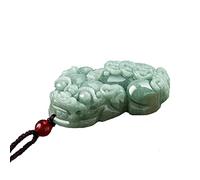 Feng Shui Richesse Jade Pendentif Collier Naturel Flottant Fleur Jade/Pendentif Collier Guérison Pierre Amulette Attirer la Richesse Talisman pour la Prospérité Argent Bonne Chance