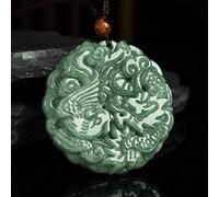 Feng Shui Richesse Jade Pendentif Collier Naturel Jadéite Dragon Phoenix Pendentif Collier Pierre de Guérison Attire la Richesse Talisman pour la Prospérité Argent Bonne Chance