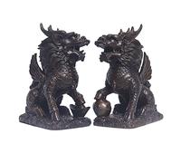 Feng Shui Table Statue 1 Paire d'ornements Kylin Copper Feng Shui Sculptures apporte la Bonne Chance la Richesse décoration intérieure Décoration de Bouddha (Couleur: 1)