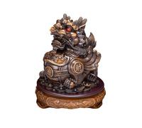 Feng Shui Table Statue Fortune Feng Shui Ornements Imitation Bois Grain Chinois Salon Cabinet Wine Cabinet Resin Artisans Gift Collection Bouddha Décoration (Taille: XS)