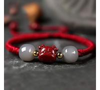 Feng Shui Wealth Bracelet Cinnabar Crystal Hetian Jade Lucky Yeaf of Ox Charm Amulet pour 2021 Chakra Gemstone Crystal Bracelet Talisman for Prosperity Money Luck, fumé Purple Jade Cinnabar (Couleur: