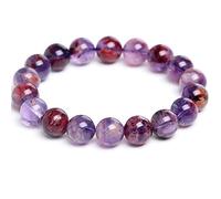Feng Shui Wealth Bracelet pour femmes/hommes Purple Phantom Quartz Crystal Breded Bracelet Stretchy Bangle Mantra Mantra Perles Talisman attirer l'argent, 8 mm
