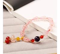 Feng Shui WU Lou Hu Lu Calabash Crystal Amulet Rose Quartz Multi-Gemstone guérison Chakra Stretch Bangle for Women Love Longévité Prospérité Money / 2040