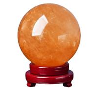 Feng Shui Yellow Calcite Citrine Crystal Sphere with Stand Feng Shui Ornament Stones Wealth and Fortune Sculpture Figurine,20cm/7.9in