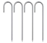 Fengaim 4 Pack 12 Pouces Enjeux de Barres d'armature en Acier galvanisé J Crochets Ancres piquets d'ancrage piquets de Tente piquets de Jardin piquets de Paysage pour auvents de Trampoline de Camping