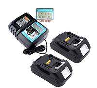 FengBP® 2 batteries 14,4 V 1,5 Ah BL1415N de rechange pour Makita BL1430 BL1440 BL1415N 194065-3 196875-4 194558-0 19544-8 196388-5 avec chargeur LED DC18 BL1830. BL1840 BL1850.