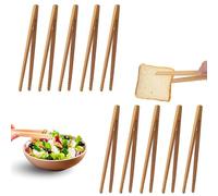 FENGCHUANG 10 Pièces Pince Cuisine Bois 18 cm Bois Naturel Pince Grille Pain Réutilisable pour Cuisson la Pâtisserie le Pain le thé aux Fruits et les Cornichons