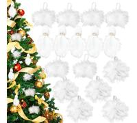 FENGCHUANG 16 Pcs Blanc De Noël Décorations, Ailes d'ange Blanches, Ornement Sapin Plume Pendentifs Artisanat pour la Décoration De Fête De Noël DIY Artisanat