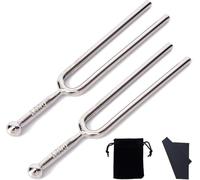 FENGCHUANG 2 Pièce Diapason - Accord 440 Hz 12 cm Accordeur de Guitare Diapason Accordeur avec Chiffon de Nettoyage et Sac de Rangement Différentes Fréquences Disponibles (Argent)