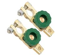 FENGCHUANG 2 Pièces Coupe Circuit Batterie 12V 24V Cosse Batterie 12v Universel Coupe Circuit Avec Bouton Vert pour Pointes d'Électrodes de 15 à 17 mm pour Moto Voiture